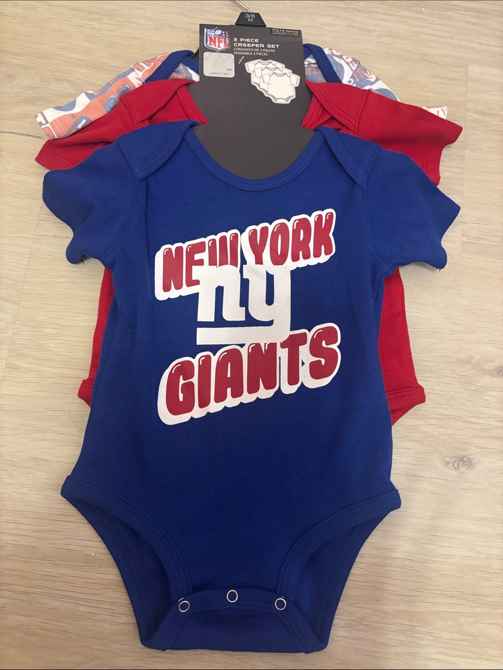 NFL New York Giants Baby One-Piece Set - Blue & Red (3-Pack)